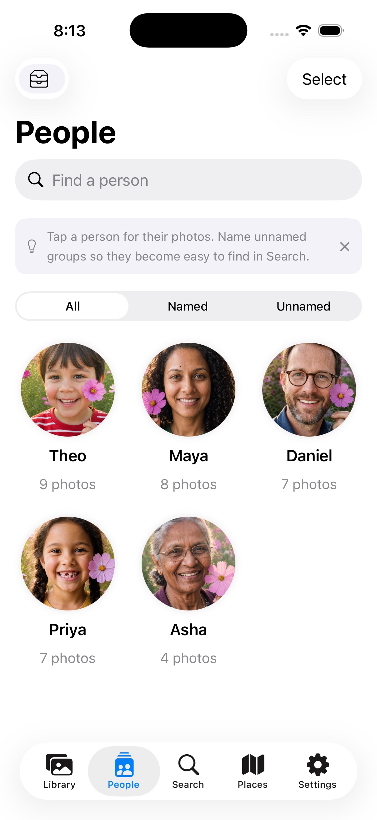 People view in the current LocalPhotos Companion test build on iPhone