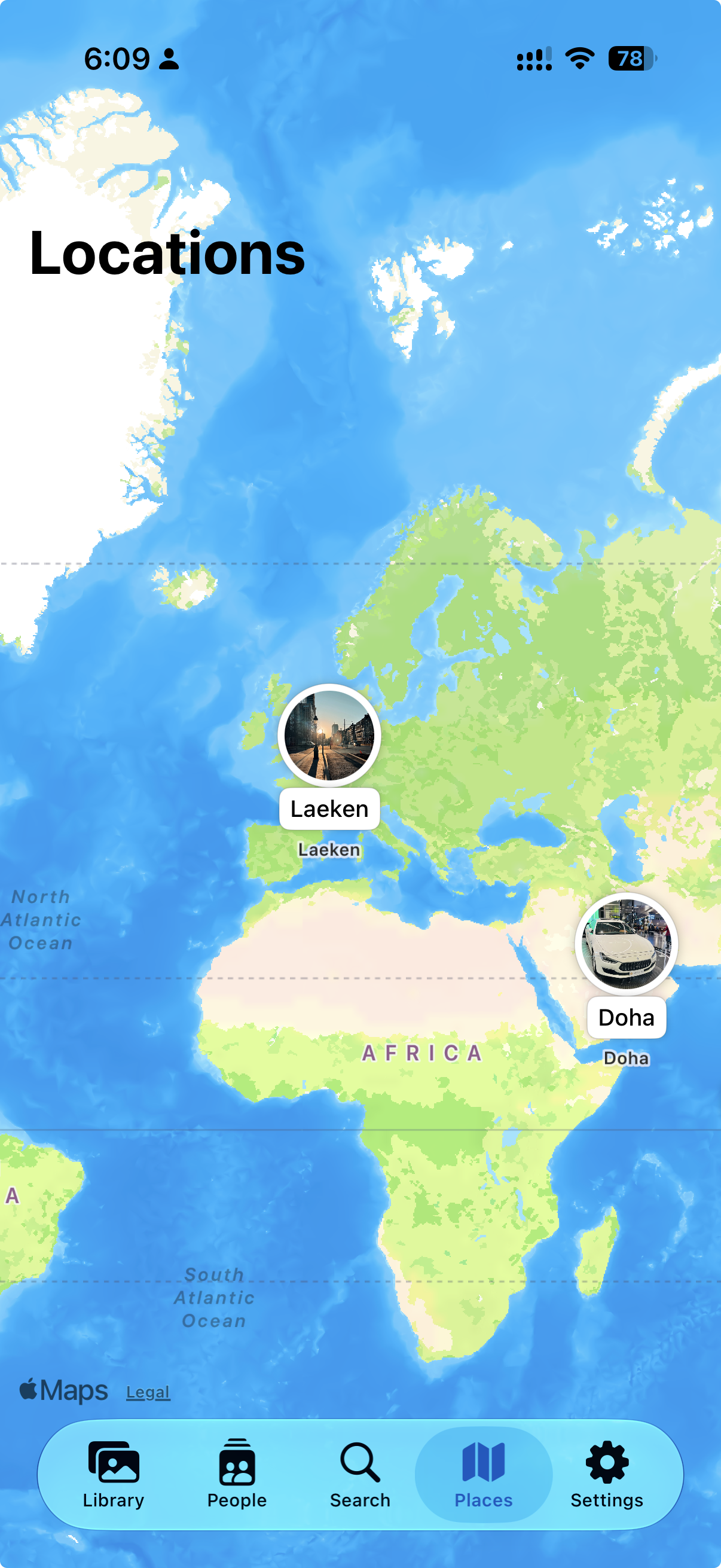 Places and map view on iPhone