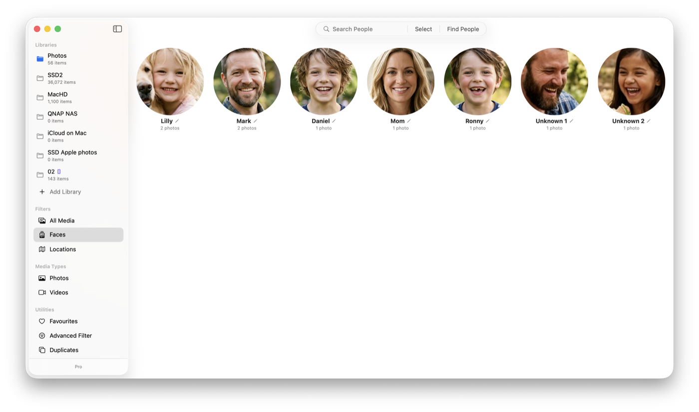 People view in LocalPhotos — faces grouped on-device